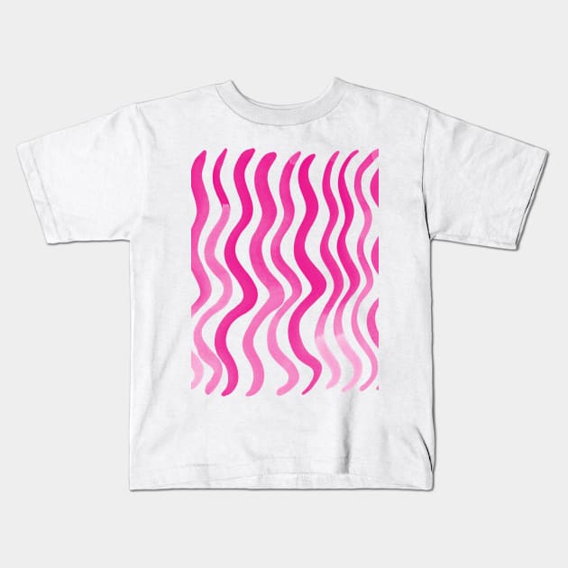 Wavy lines - pink Kids T-Shirt by wackapacka